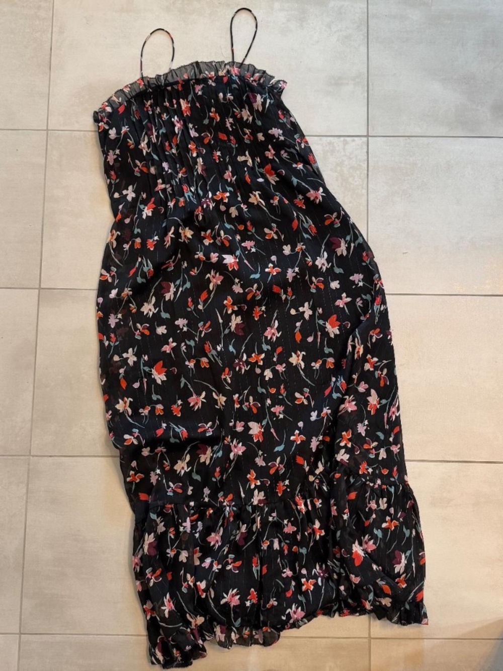 Madewell Pintuck Cami Ruffle Hem Maxi Dress